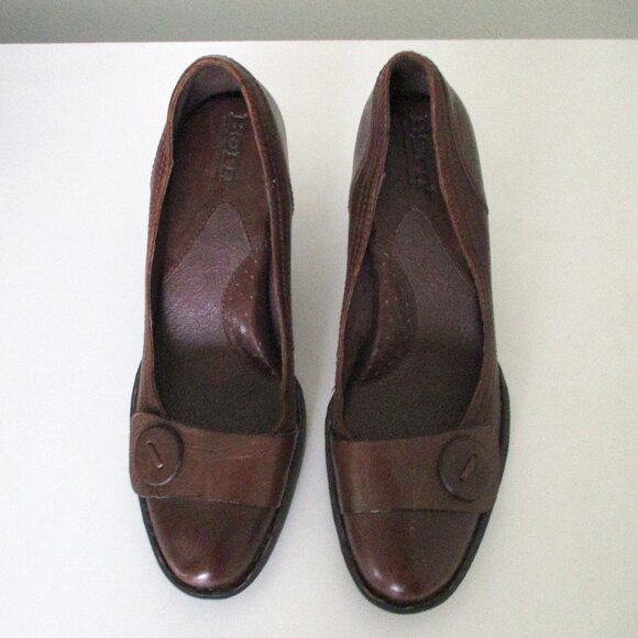 Born Womens Brown Leather Heel Pump - Size 6M - Picture 3 of 8